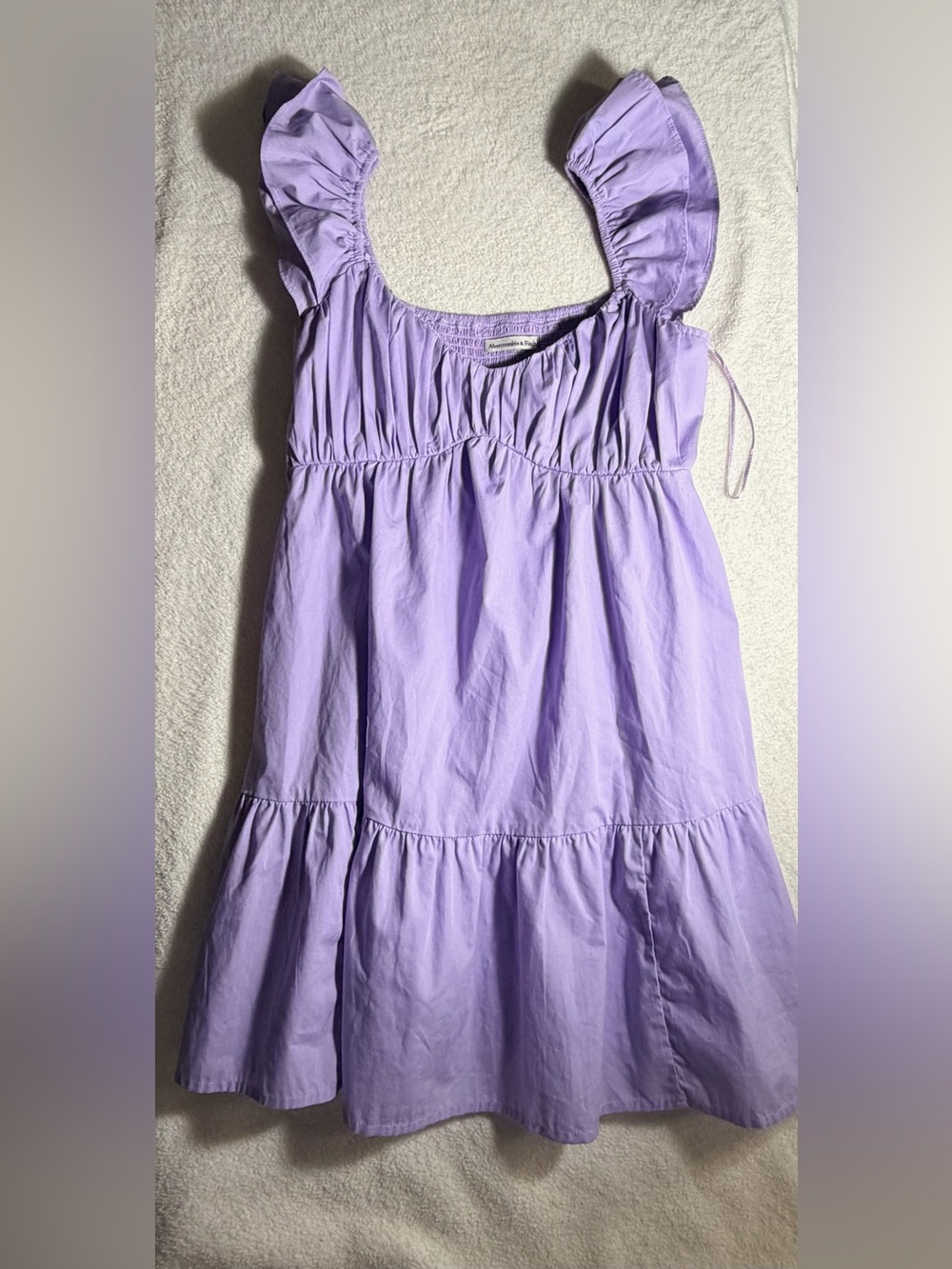 Abercrombie & Fitch Lavender Ruffle Strap Smocked Tiered Mini Dress Size Small - Picture 2 of 5